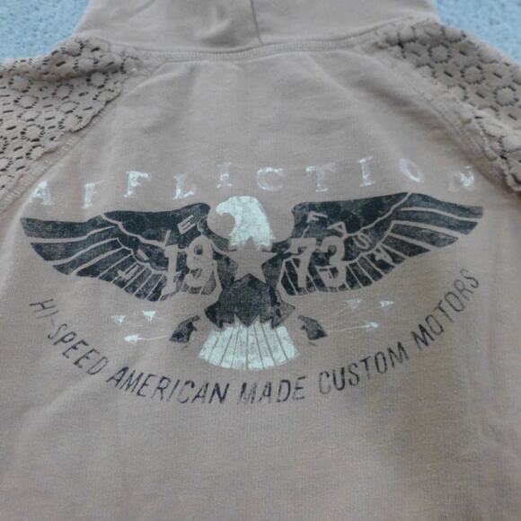 Affliction Hoodie Womens Medium Y2K Grunge Edgy Rocker Biker Sweatshirt - Picture 6 of 10